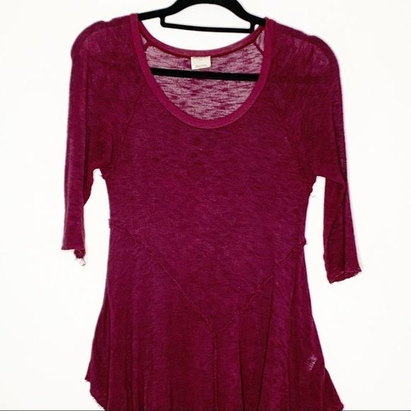 Free People Red Weekends Layering Knit Top Small - Picture 5 of 8